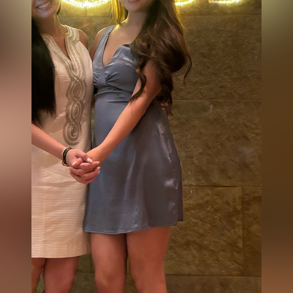 Commense Satin Zippered Short Dress